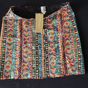 NWT metallic sequin mini skirt